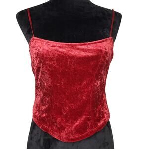 Vintage Victoria's Secret Women's Velvet Tailored Crop Tank Top Sz Medium Red